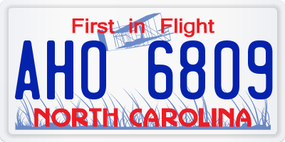 NC license plate AHO6809