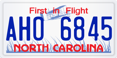 NC license plate AHO6845