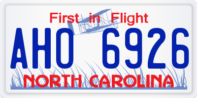 NC license plate AHO6926
