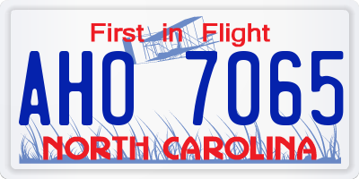 NC license plate AHO7065