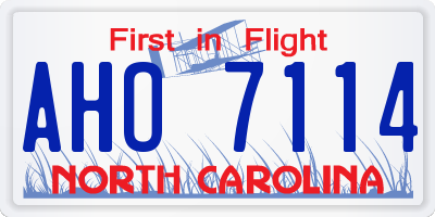 NC license plate AHO7114
