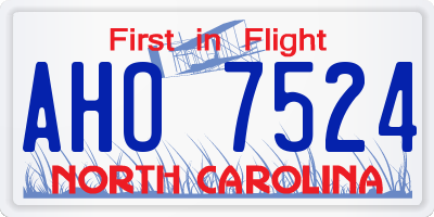 NC license plate AHO7524