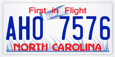 NC license plate AHO7576
