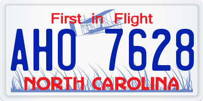 NC license plate AHO7628