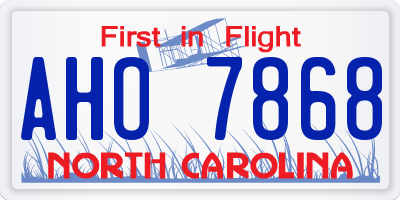 NC license plate AHO7868