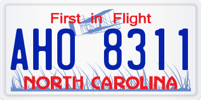 NC license plate AHO8311