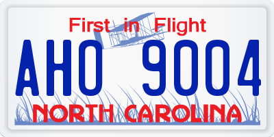 NC license plate AHO9004