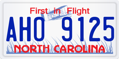 NC license plate AHO9125