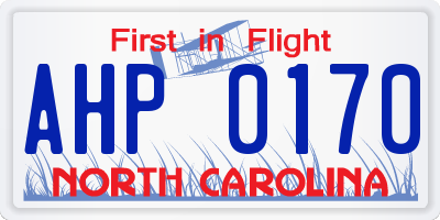NC license plate AHP0170