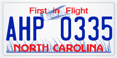 NC license plate AHP0335