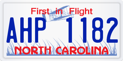 NC license plate AHP1182