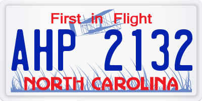 NC license plate AHP2132
