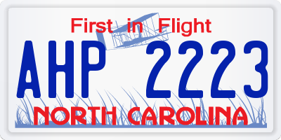 NC license plate AHP2223