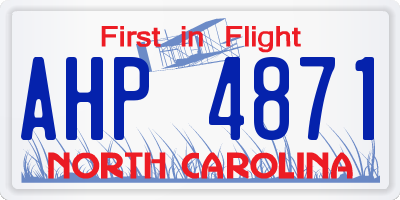 NC license plate AHP4871