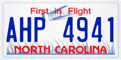 NC license plate AHP4941