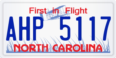 NC license plate AHP5117