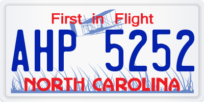 NC license plate AHP5252