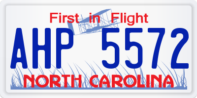 NC license plate AHP5572