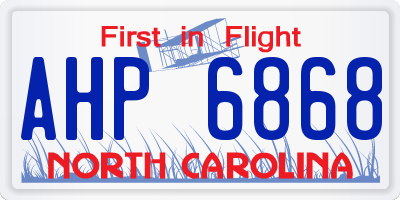 NC license plate AHP6868