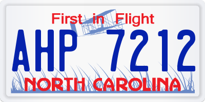 NC license plate AHP7212