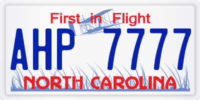 NC license plate AHP7777