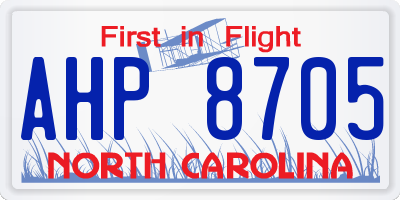 NC license plate AHP8705