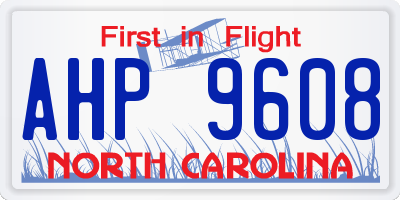 NC license plate AHP9608