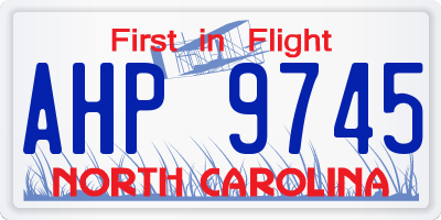 NC license plate AHP9745