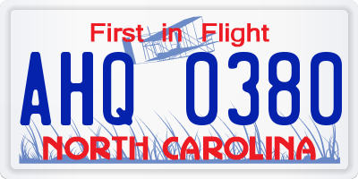 NC license plate AHQ0380