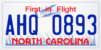 NC license plate AHQ0893