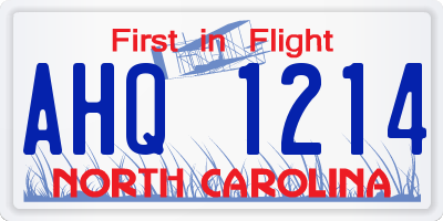 NC license plate AHQ1214