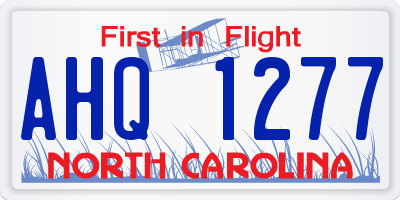 NC license plate AHQ1277
