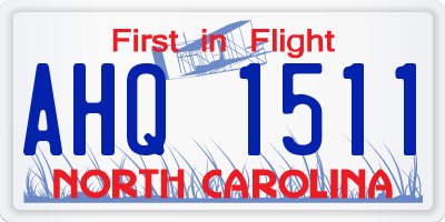 NC license plate AHQ1511