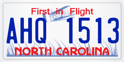 NC license plate AHQ1513