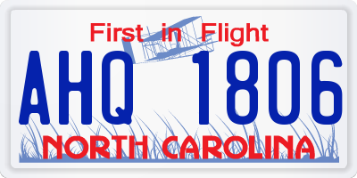 NC license plate AHQ1806