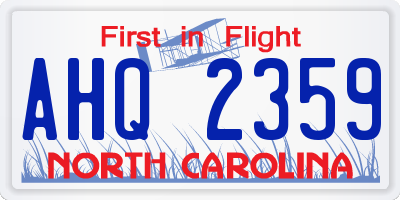 NC license plate AHQ2359