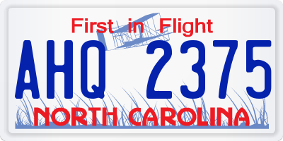 NC license plate AHQ2375