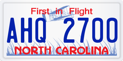 NC license plate AHQ2700