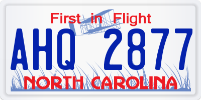 NC license plate AHQ2877