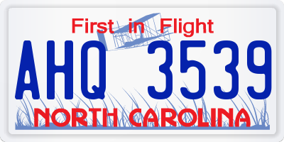 NC license plate AHQ3539