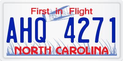 NC license plate AHQ4271