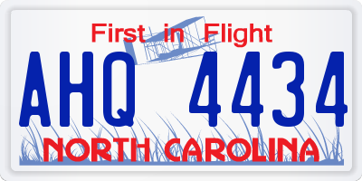 NC license plate AHQ4434