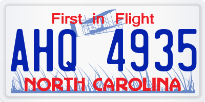 NC license plate AHQ4935