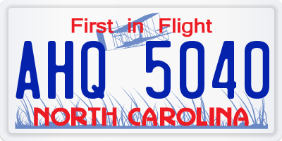NC license plate AHQ5040