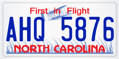 NC license plate AHQ5876