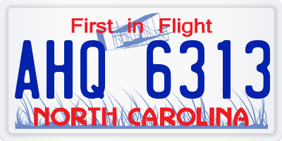 NC license plate AHQ6313