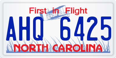 NC license plate AHQ6425