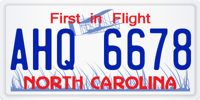 NC license plate AHQ6678