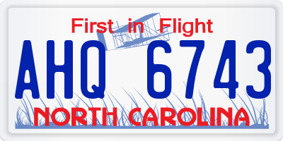 NC license plate AHQ6743