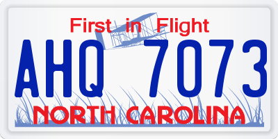 NC license plate AHQ7073